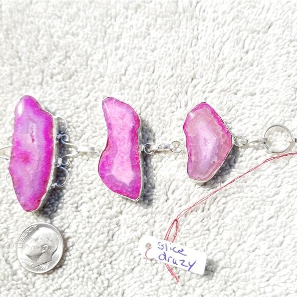 New Slice Crystal Druzy Sterling Silver Bracelet - Picture 3 of 8